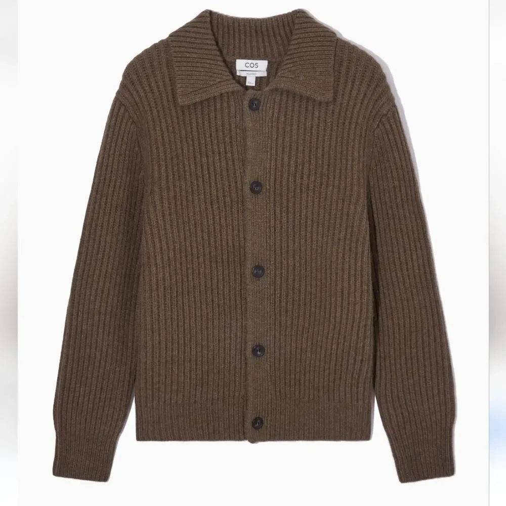 COS Alpaca Blend Ribbed Button Down Cardigan For Men Size XS